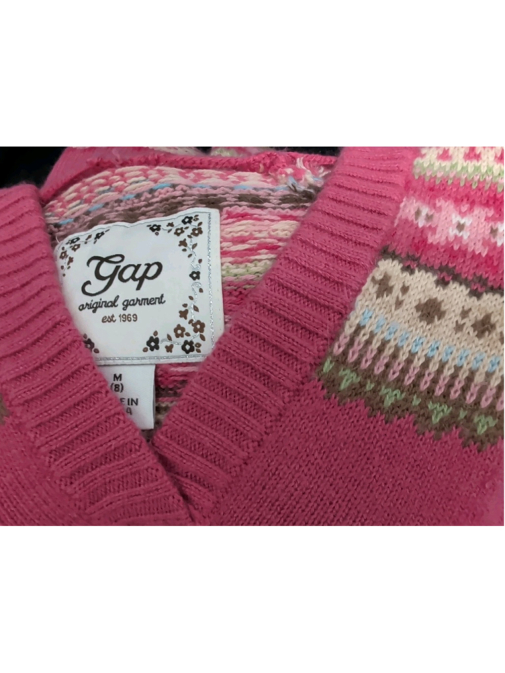 Gap Kids Girls Sweaterdress Size M (8) Long Sleeve Pink Fair Isle Design Hooded - Picture 7 of 7
